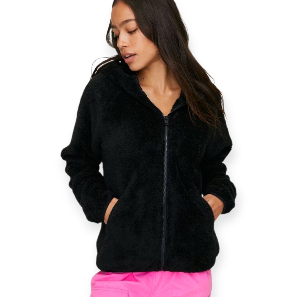 TNA Black Teddy Zip Up Jacket